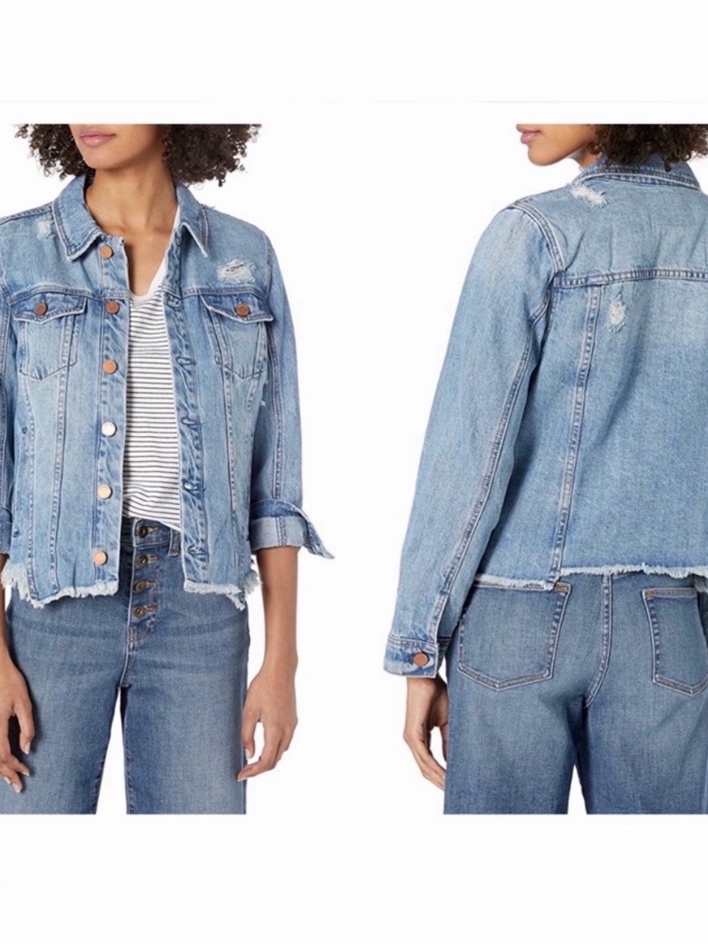 BLANK NYC Distressed Denim Jacket S